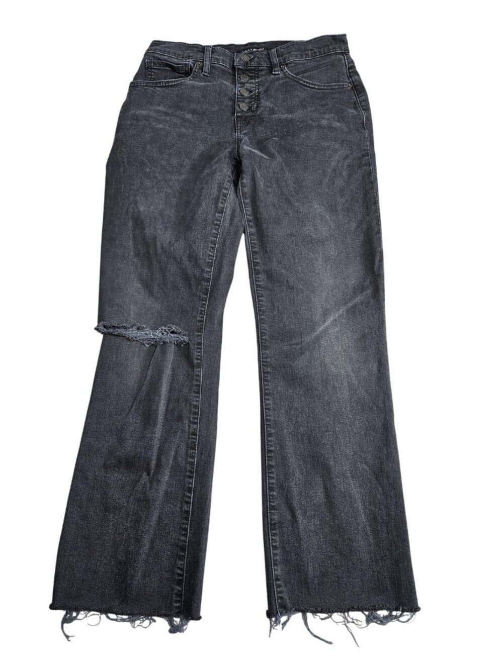 Lucky Brand‎ Ava Mid Rise Crop Mini Boot Jeans Womens 10 Charcoal Stretch Denim